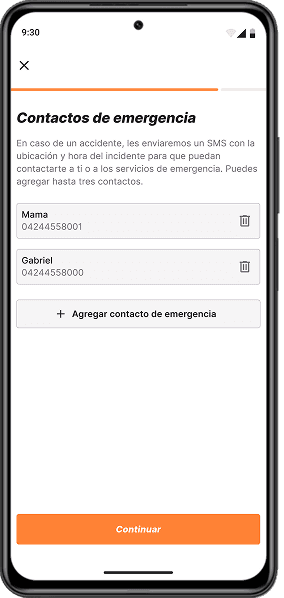Agrega Contactos de Emergencia